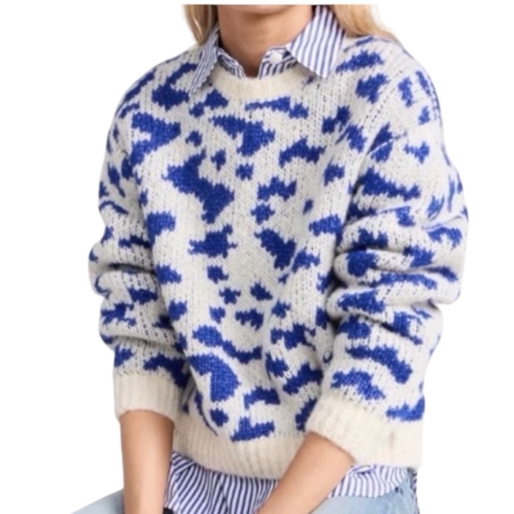 MOTHER Alpaca Wool Blend The Crop Jumper Feline Friends Sweater Women’s Size XL